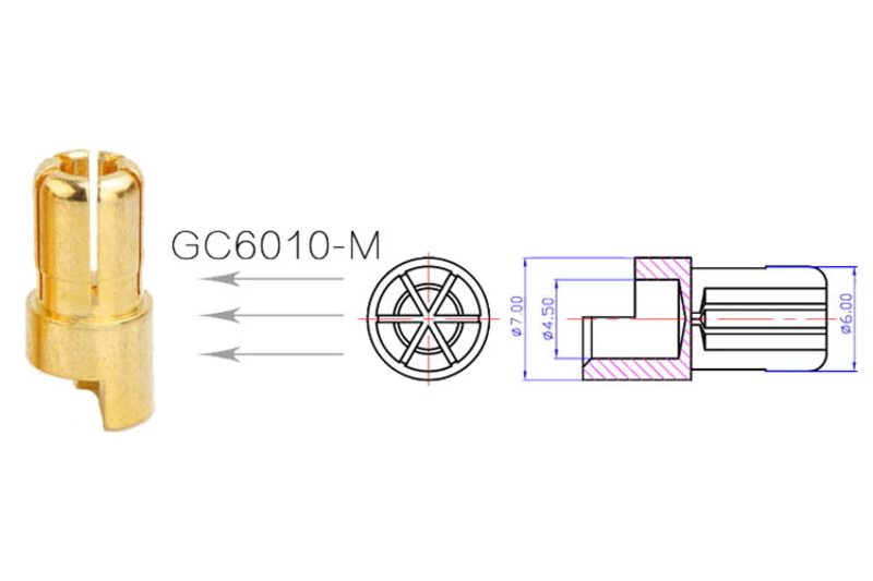 Силові конектори AMASS PLUG 6.0MM M/F Силові конектори AMASS PLUG 6.0MM M/F