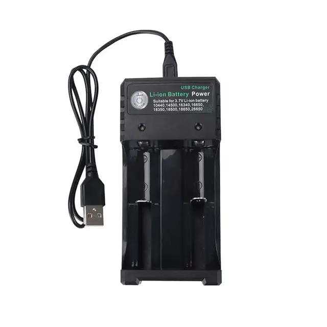 Зарядний пристрій для елементів 18650 Charger 18650 with two slots USB Зарядний пристрій для елементів 18650 Charger 18650 with two slots USB